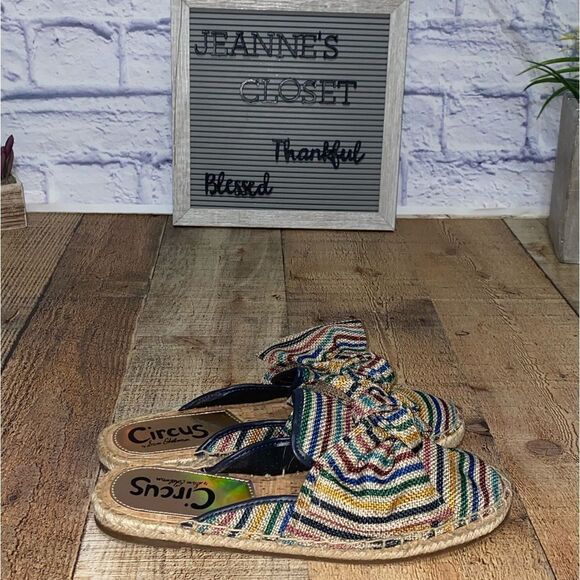 Circus Sam Edelman Lulu Striped Bow Espadrille mules - Picture 6 of 14